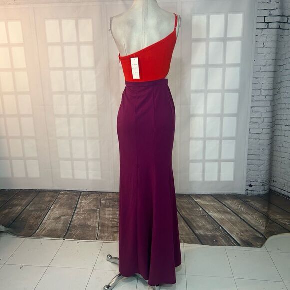 maniju NWT one shoulder asymmetrical colorblock maxi dress size S - Picture 9 of 12